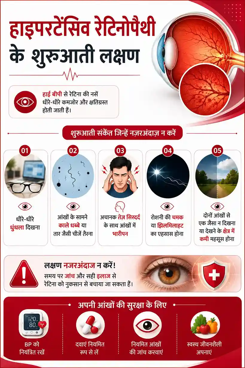 हाइपरटेंसिव रेटिनोपैथी के शुरुआती लक्षण