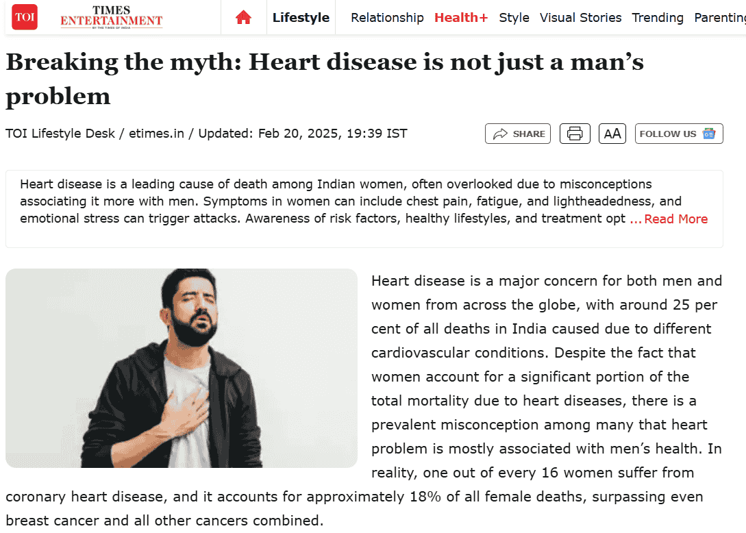 Breaking the Myth: Heart disease is not just a men's problem