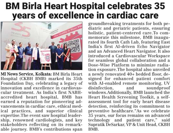 BM Birla Heart Hospital celebrates 35 years of excellence in cardiac care